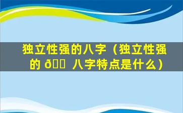 独立性强的八字（独立性强的 🐠 八字特点是什么）